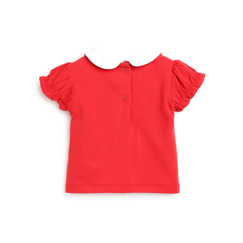 Girls Medium Red Applique Short Sleeve Top image number 1